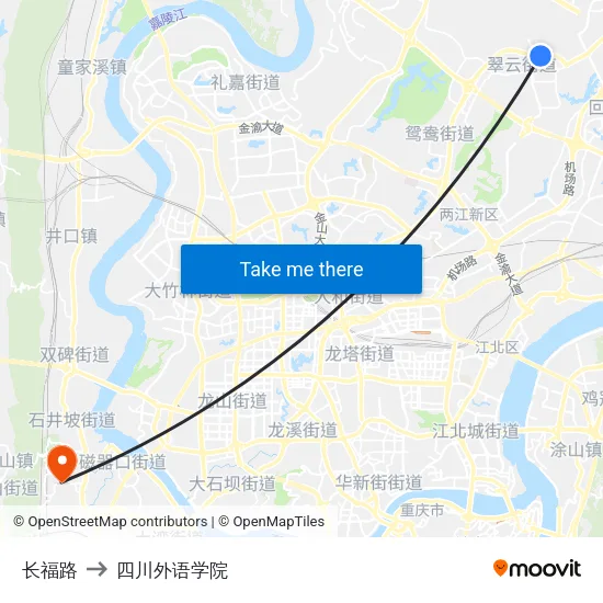 长福路 to 四川外语学院 map