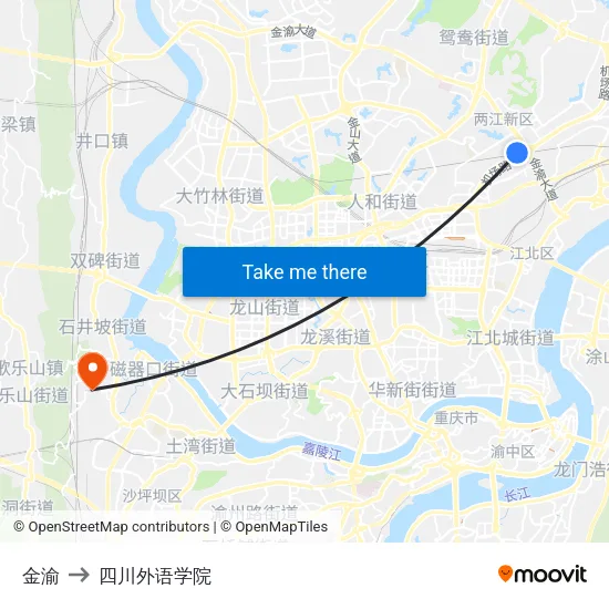 金渝 to 四川外语学院 map