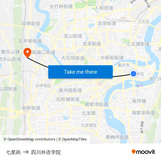 七星岗 to 四川外语学院 map