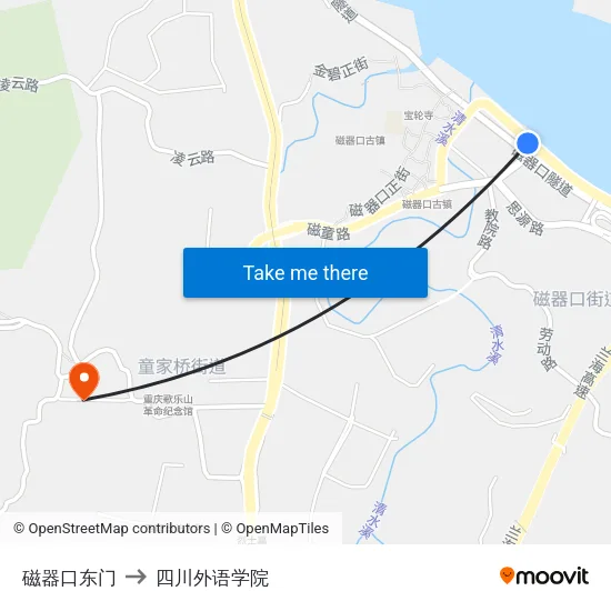 磁器口东门 to 四川外语学院 map