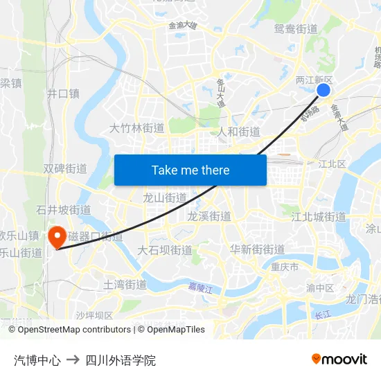 汽博中心 to 四川外语学院 map