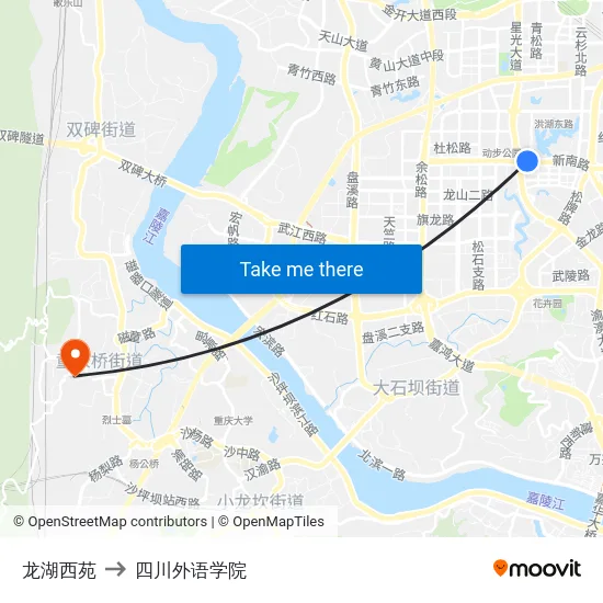 龙湖西苑 to 四川外语学院 map