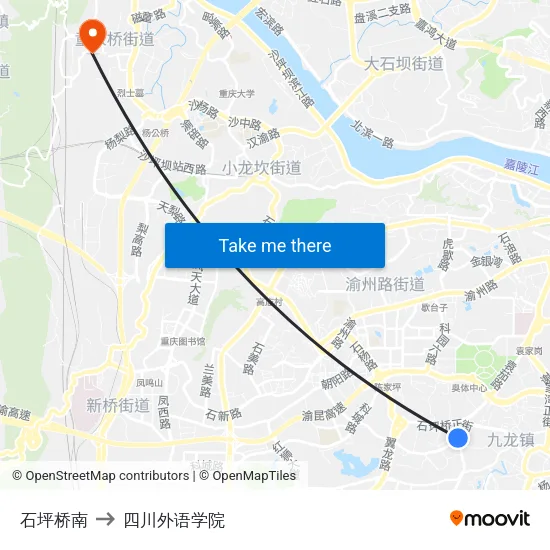 石坪桥南 to 四川外语学院 map