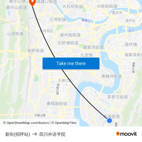 新街(招呼站) to 四川外语学院 map