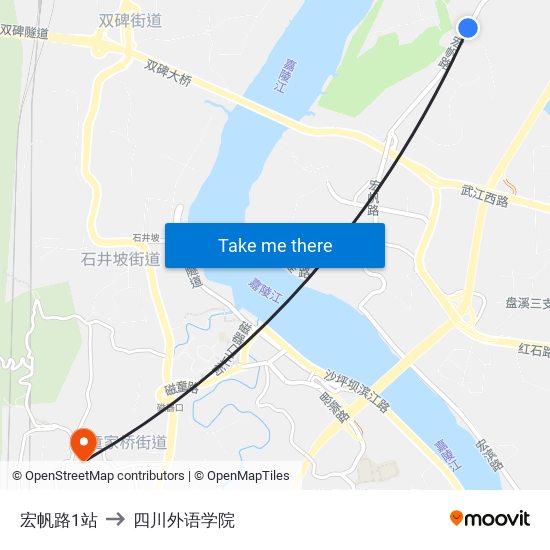 宏帆路1站 to 四川外语学院 map