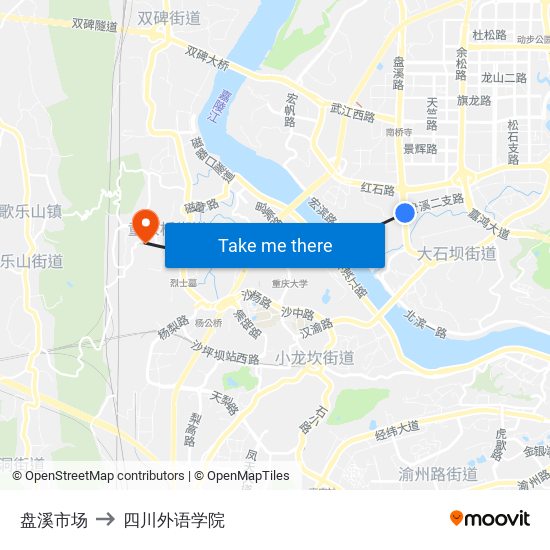 盘溪市场 to 四川外语学院 map