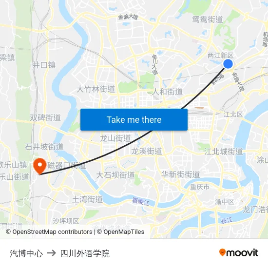 汽博中心 to 四川外语学院 map
