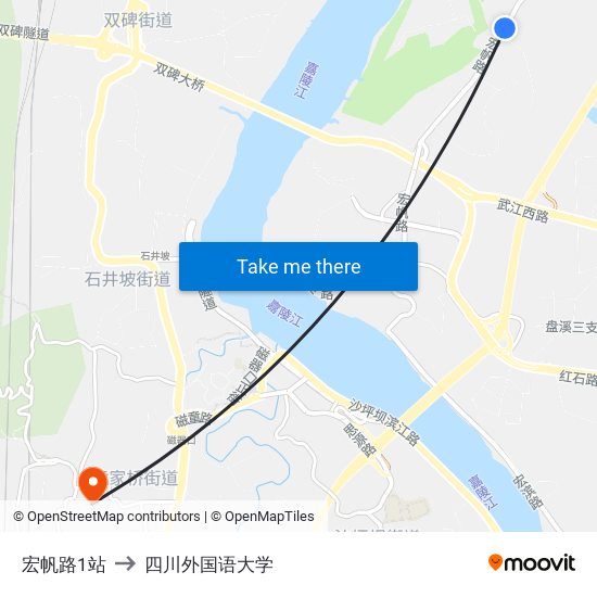 宏帆路1站 to 四川外国语大学 map