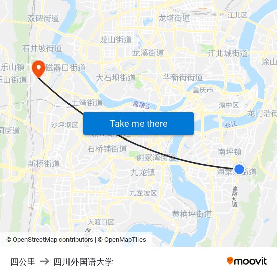 四公里 to 四川外国语大学 map