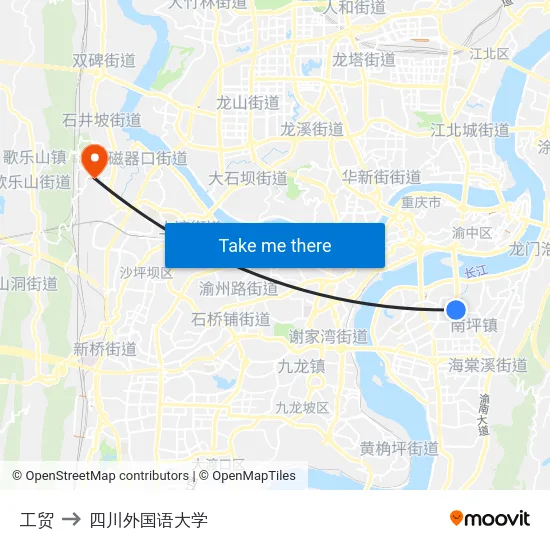 工贸 to 四川外国语大学 map