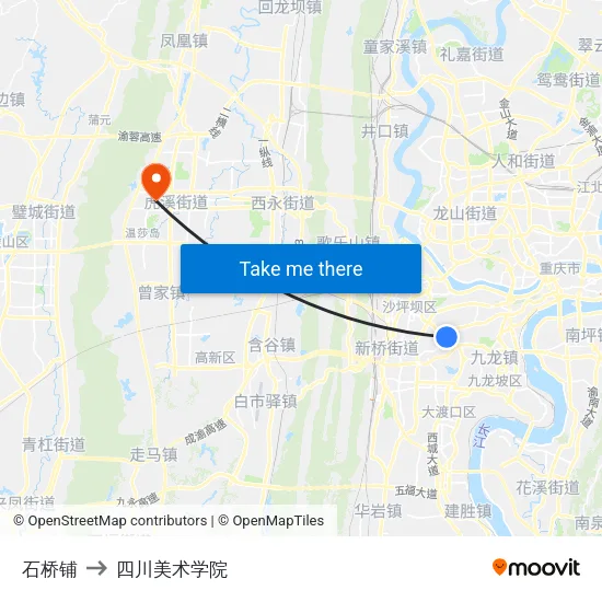 石桥铺 to 四川美术学院 map