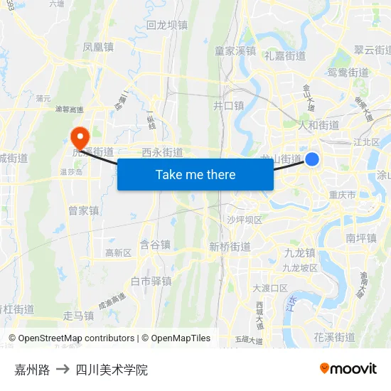 嘉州路 to 四川美术学院 map