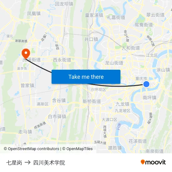 七星岗 to 四川美术学院 map