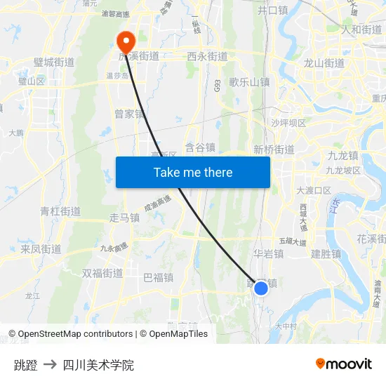跳蹬 to 四川美术学院 map