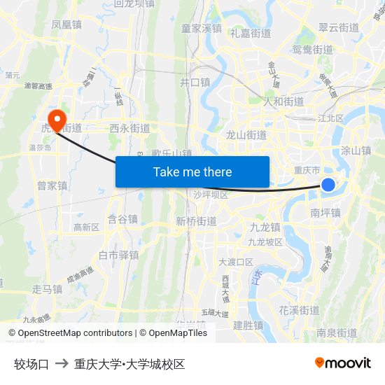 较场口 to 重庆大学•大学城校区 map