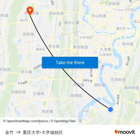 金竹 to 重庆大学•大学城校区 map