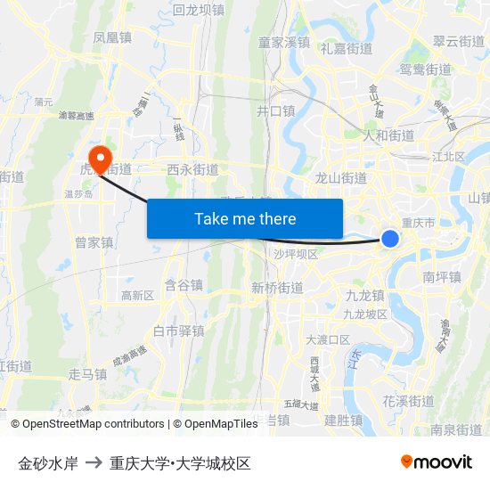 金砂水岸 to 重庆大学•大学城校区 map