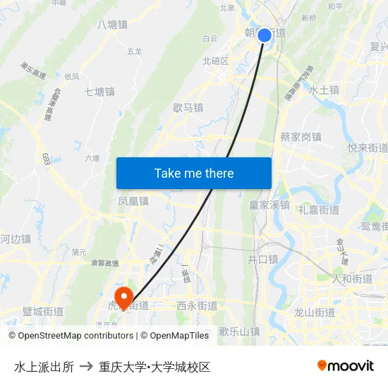 水上派出所 to 重庆大学•大学城校区 map