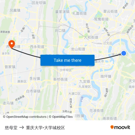 慈母堂 to 重庆大学•大学城校区 map