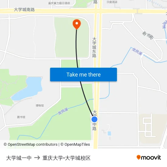 大学城一中 to 重庆大学•大学城校区 map