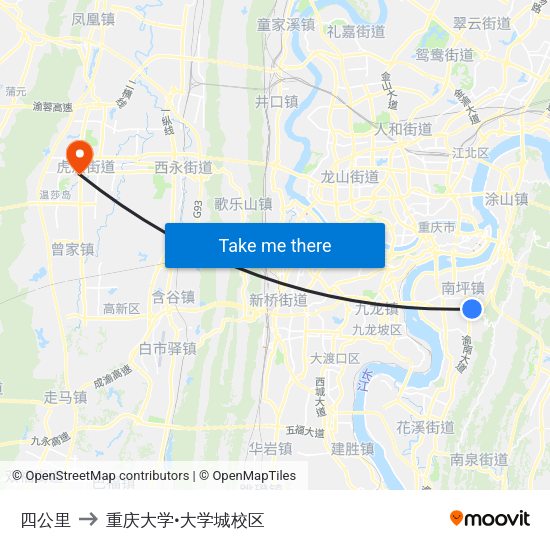 四公里 to 重庆大学•大学城校区 map