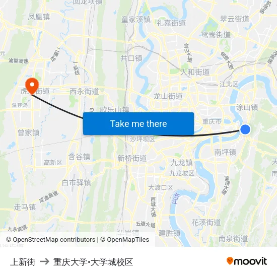 上新街 to 重庆大学•大学城校区 map