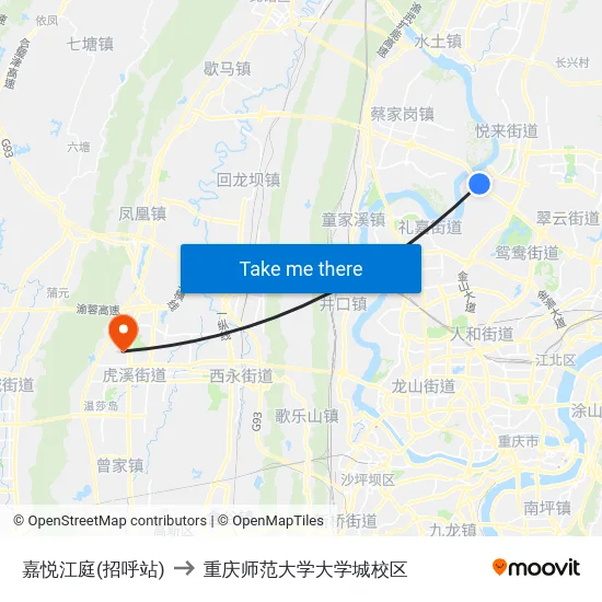 嘉悦江庭(招呼站) to 重庆师范大学大学城校区 map