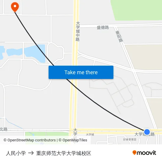 人民小学 to 重庆师范大学大学城校区 map