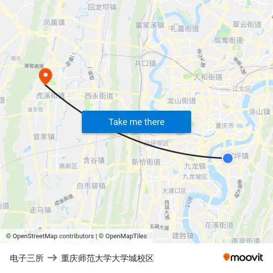 电子三所 to 重庆师范大学大学城校区 map