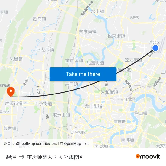 碧津 to 重庆师范大学大学城校区 map