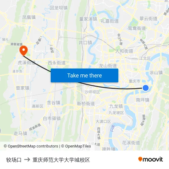 较场口 to 重庆师范大学大学城校区 map