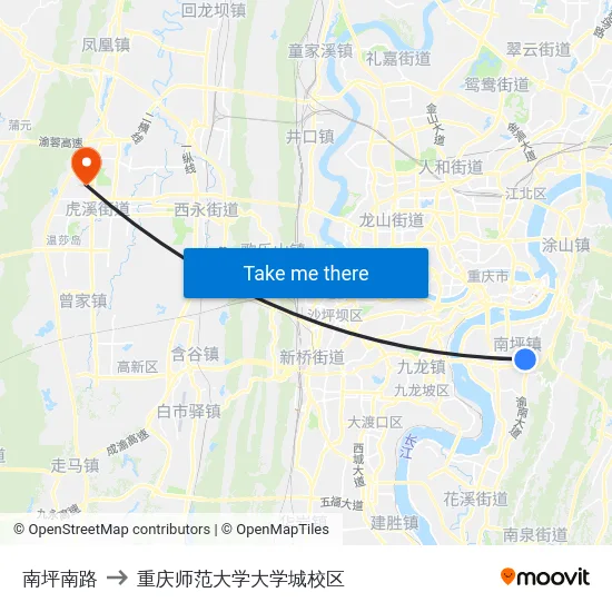 南坪南路 to 重庆师范大学大学城校区 map