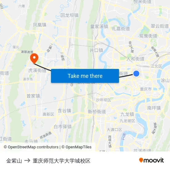 金紫山 to 重庆师范大学大学城校区 map
