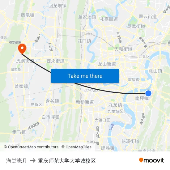 海棠晓月 to 重庆师范大学大学城校区 map
