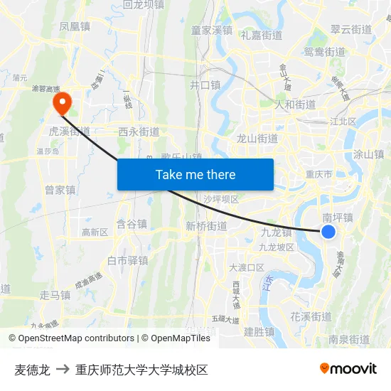 麦德龙 to 重庆师范大学大学城校区 map