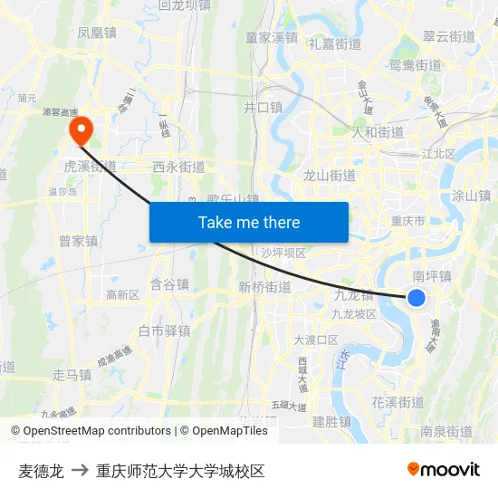 麦德龙 to 重庆师范大学大学城校区 map