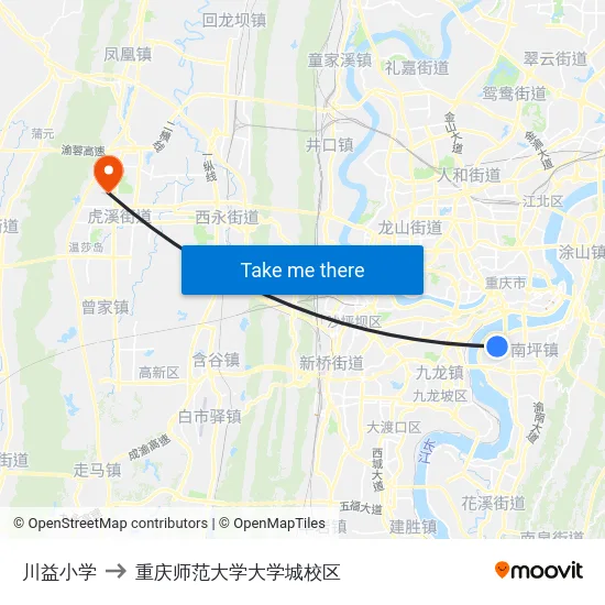 川益小学 to 重庆师范大学大学城校区 map
