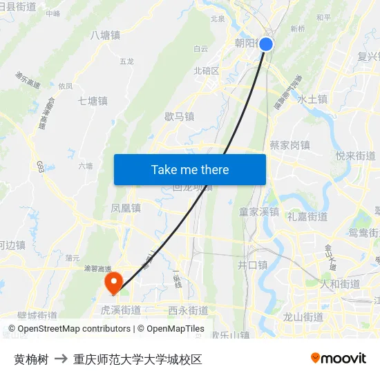 黄桷树 to 重庆师范大学大学城校区 map
