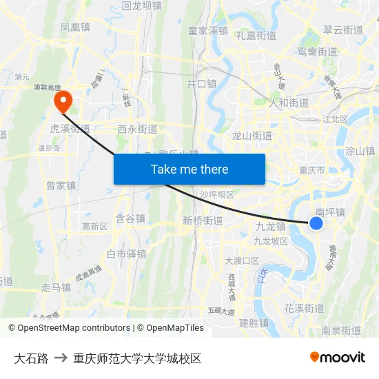大石路 to 重庆师范大学大学城校区 map