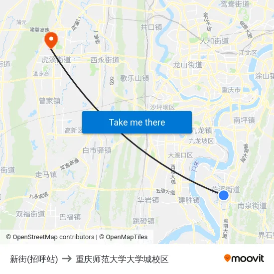 新街(招呼站) to 重庆师范大学大学城校区 map