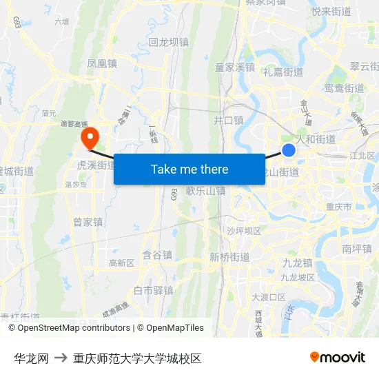 华龙网 to 重庆师范大学大学城校区 map