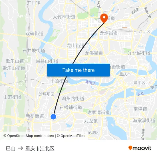 巴山 to 重庆市江北区 map