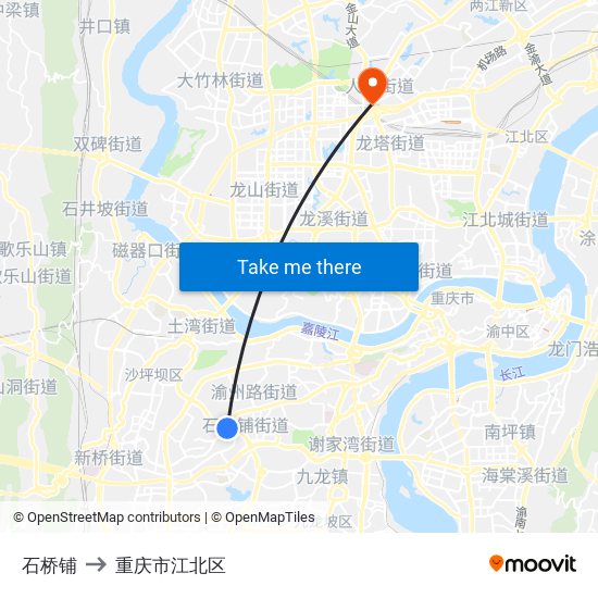 石桥铺 to 重庆市江北区 map