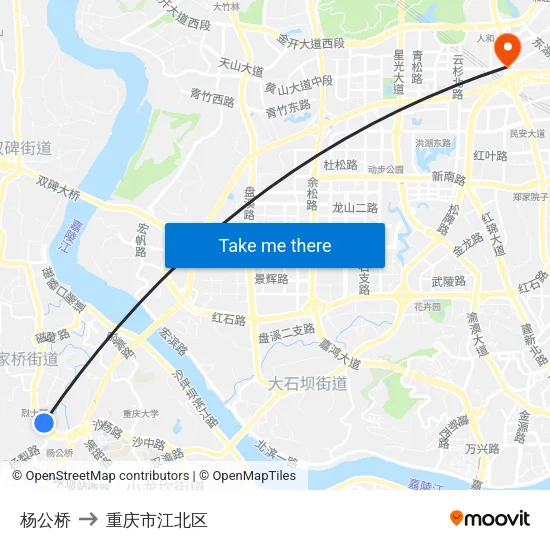 杨公桥 to 重庆市江北区 map