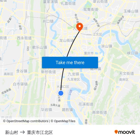 新山村 to 重庆市江北区 map