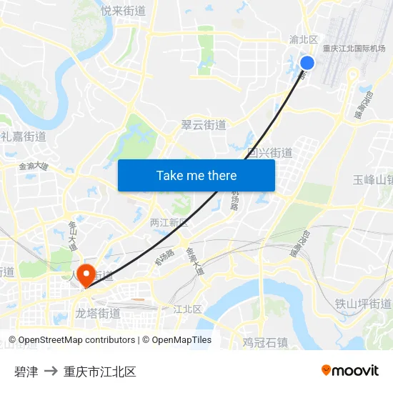 碧津 to 重庆市江北区 map