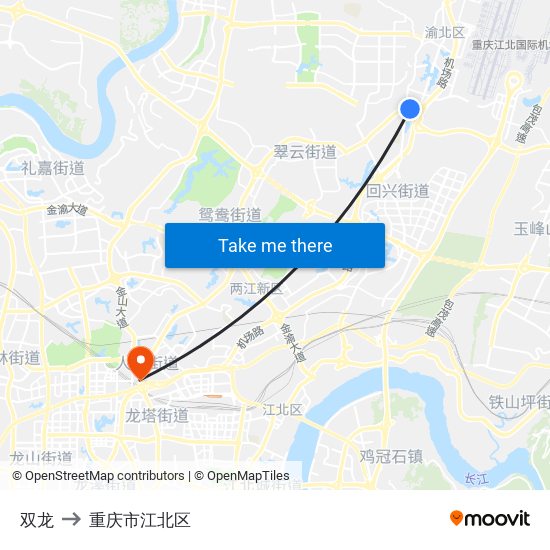 双龙 to 重庆市江北区 map