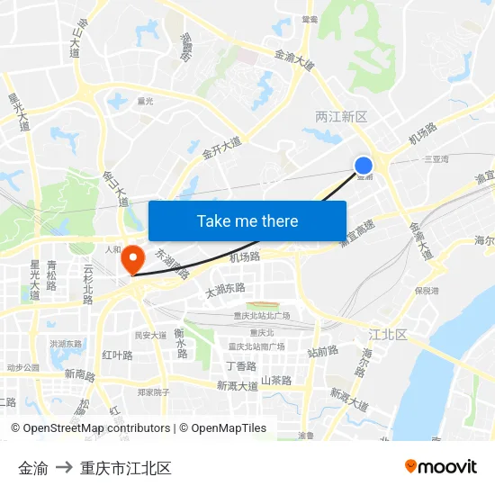 金渝 to 重庆市江北区 map
