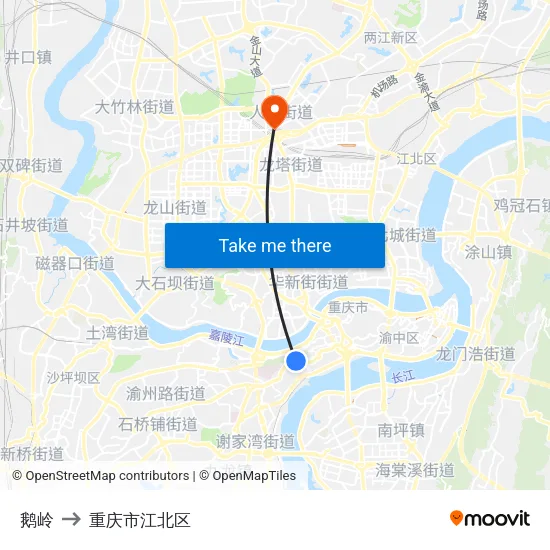 鹅岭 to 重庆市江北区 map