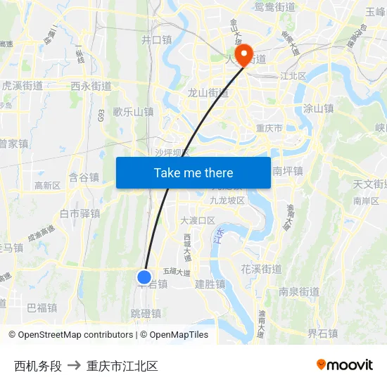 西机务段 to 重庆市江北区 map
